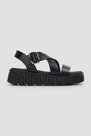 RAGAZZA - Leather Flatform Sandals - Black Matte