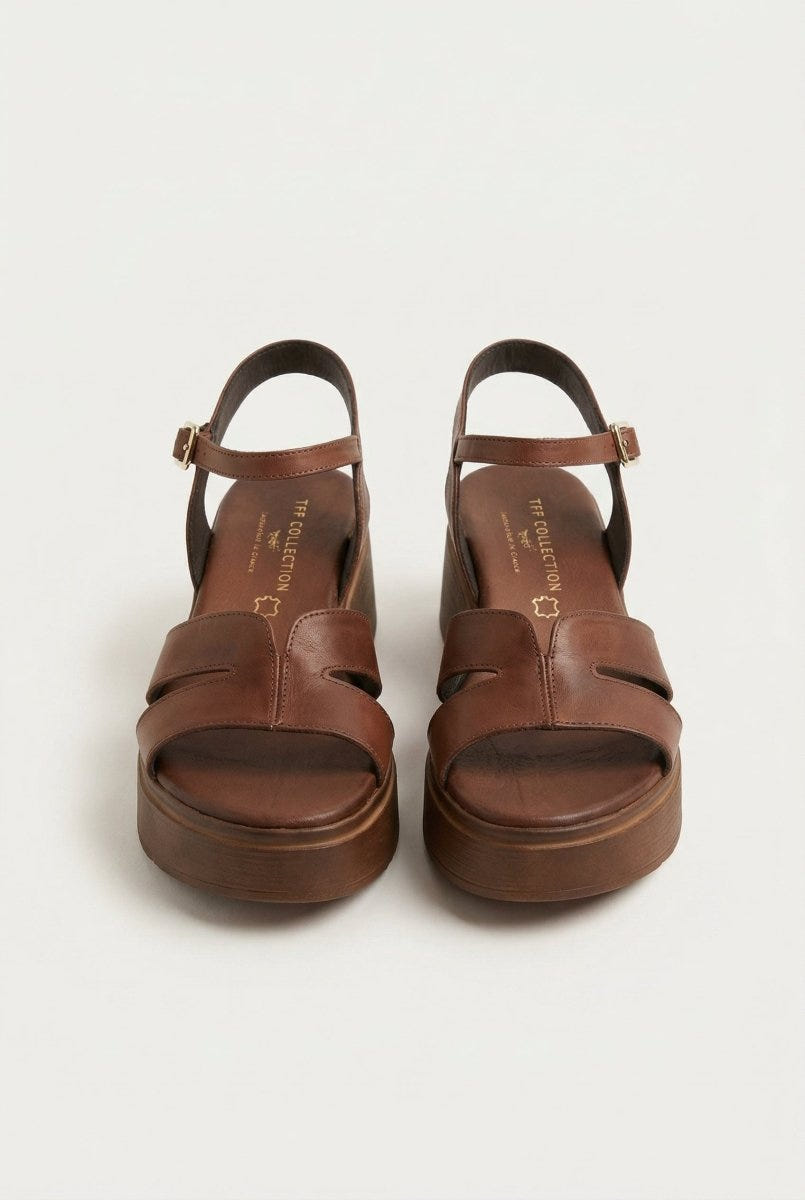 TFP - Leather Flatform Sandals - Brown Matte