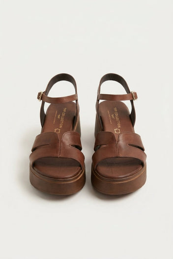 TFP - Leather Flatform Sandals - Brown Matte