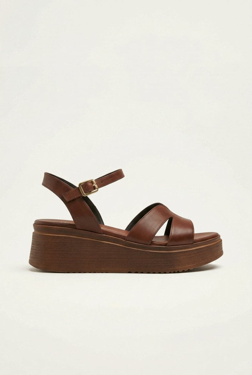 TFP - Leather Flatform Sandals - Brown Matte