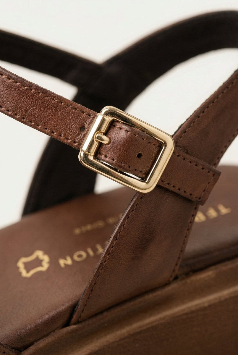 TFP - Leather Flatform Sandals - Brown Matte