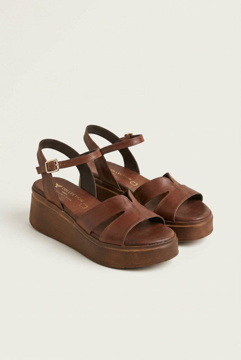 TFP - Leather Flatform Sandals - Brown Matte