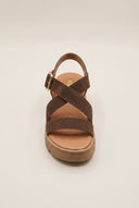 RAGAZZA - Leather Flatform Sandals - Brown Suede