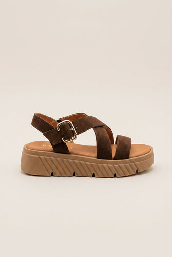 RAGAZZA - Leather Flatform Sandals - Brown Suede