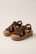 RAGAZZA - Leather Flatform Sandals - Brown Suede
