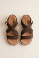 RAGAZZA - Leather Flatform Sandals - Brown Suede