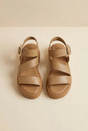 TFP - Leather Flatform Sandals Buckle - Beige