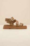 TFP - Leather Flatform Sandals Buckle - Beige