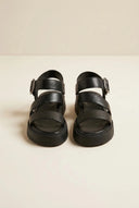 TFP - Leather Flatform Sandals Buckle - Black