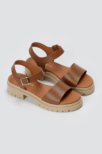 RAGAZZA - Leather Flatform Sandals - Tan Matte
