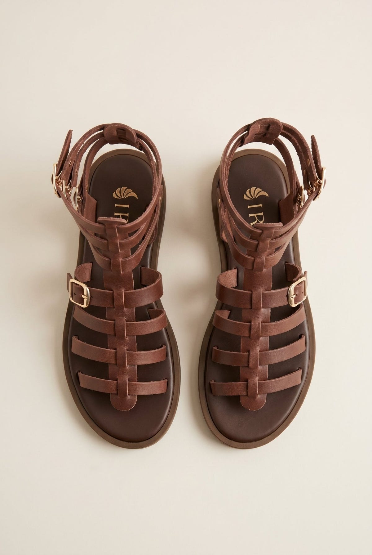 IRIS - Leather Gladiator Sandals - Brown Matte