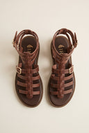 IRIS - Leather Gladiator Sandals - Brown Matte