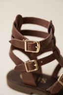 IRIS - Leather Gladiator Sandals - Brown Matte