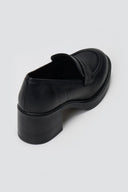 Leather Loafers Block Heel TFP - Black Matte - thefashionproject.gr - TFP