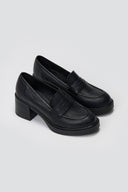 Leather Loafers Block Heel TFP - Black Matte - thefashionproject.gr - TFP