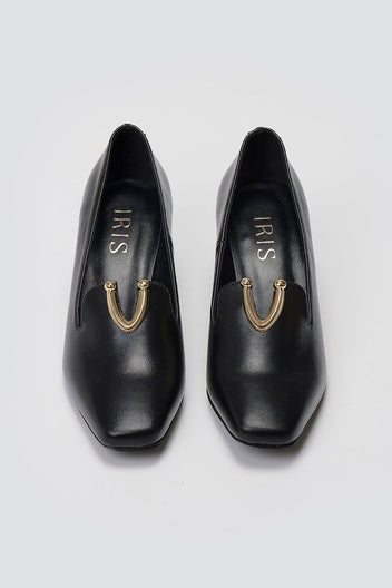 Leather Pumps Iris V Cut - Black Matte - thefashionproject.gr - IRIS