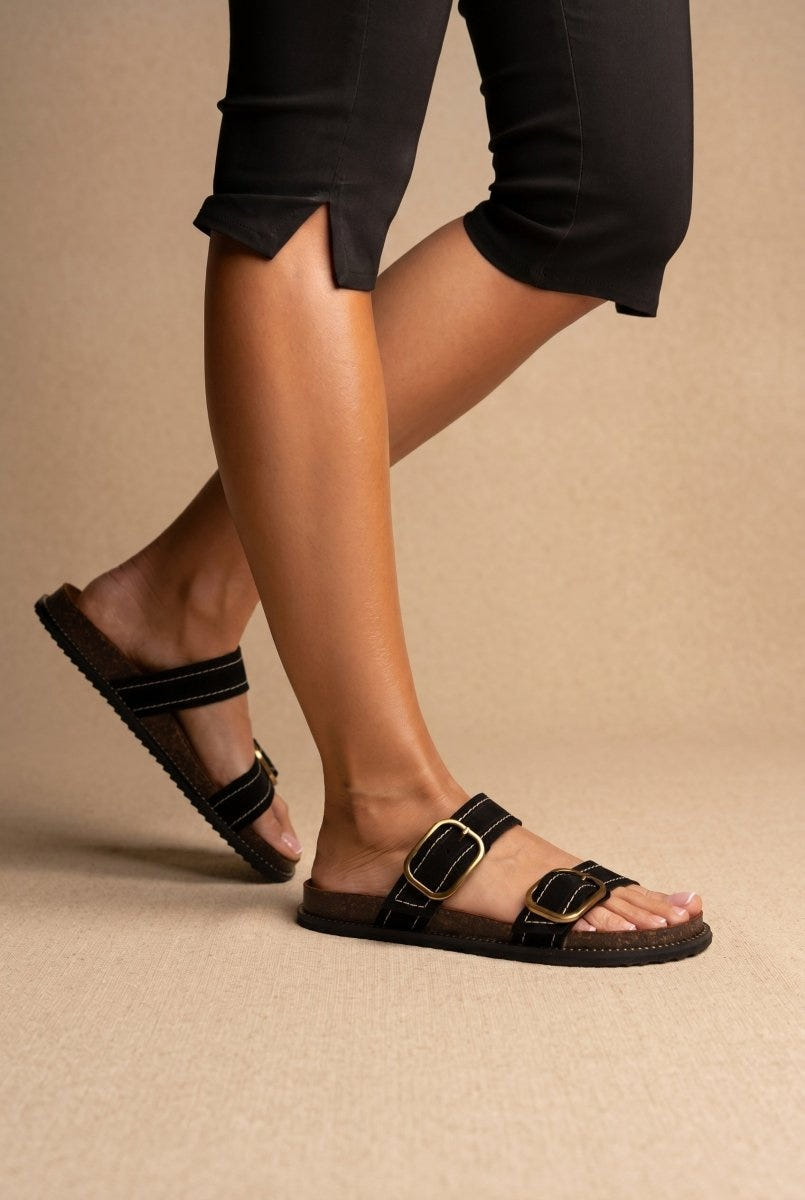 ATENEO - Leather Sandals Anatomical Footbed - Black Suede
