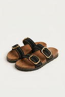 ATENEO - Leather Sandals Anatomical Footbed - Black Suede