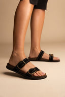 ATENEO - Leather Sandals Anatomical Footbed - Black Suede