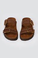 ATENEO - Leather Sandals Anatomical Footbed - Brown Suede