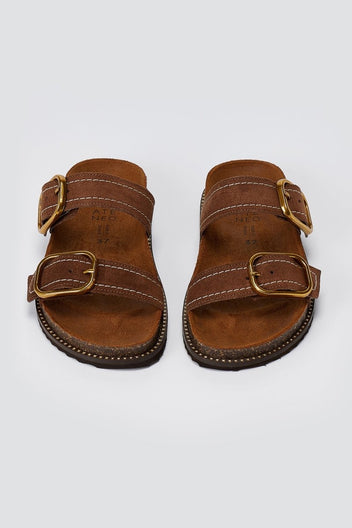 ATENEO - Leather Sandals Anatomical Footbed - Brown Suede