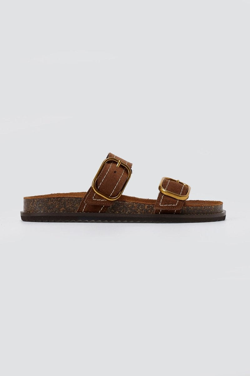 ATENEO - Leather Sandals Anatomical Footbed - Brown Suede