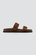ATENEO - Leather Sandals Anatomical Footbed - Brown Suede