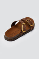 ATENEO - Leather Sandals Anatomical Footbed - Brown Suede