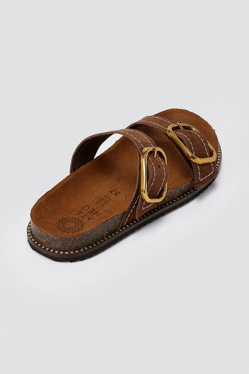 ATENEO - Leather Sandals Anatomical Footbed - Brown Suede
