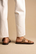 ATENEO - Leather Sandals Anatomical Footbed - Taupe Suede