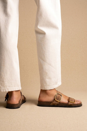 ATENEO - Leather Sandals Anatomical Footbed - Taupe Suede