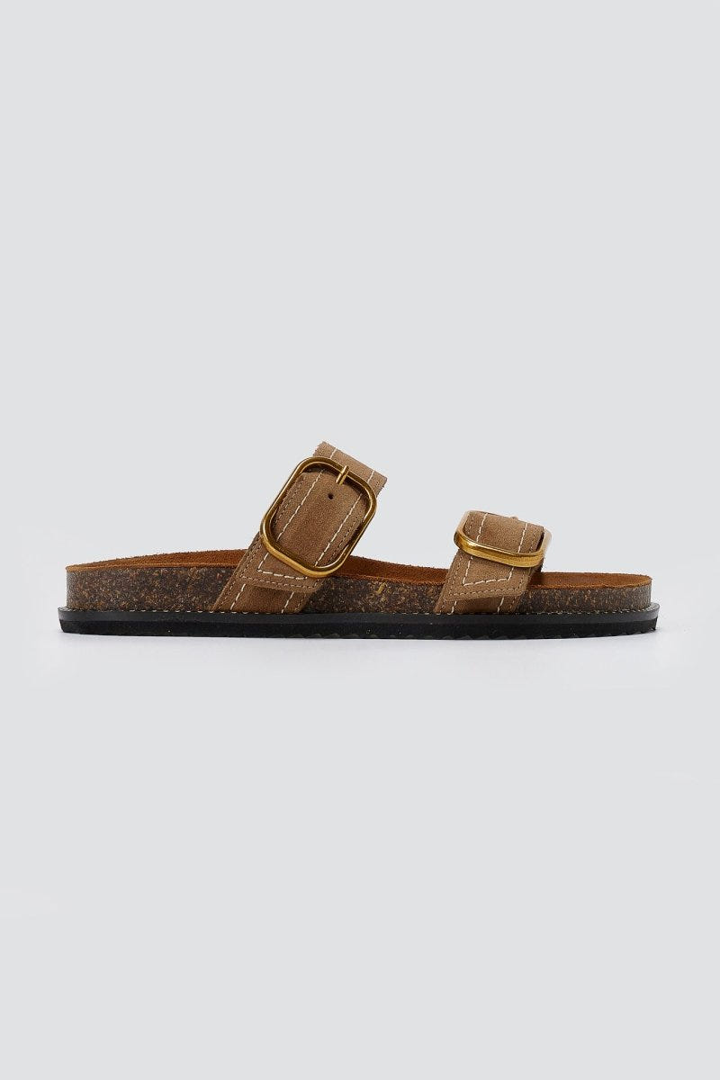 ATENEO - Leather Sandals Anatomical Footbed - Taupe Suede