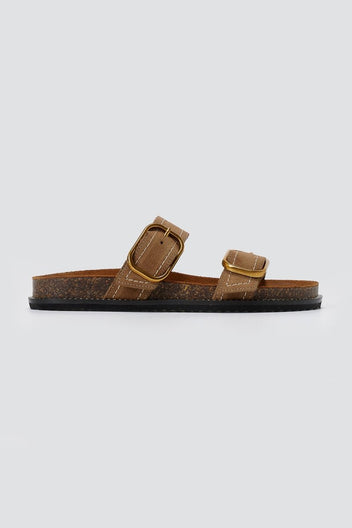 ATENEO - Leather Sandals Anatomical Footbed - Taupe Suede