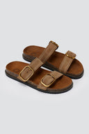 ATENEO - Leather Sandals Anatomical Footbed - Taupe Suede