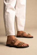 ATENEO - Leather Sandals Anatomical Footbed - Taupe Suede