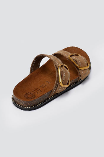ATENEO - Leather Sandals Anatomical Footbed - Taupe Suede