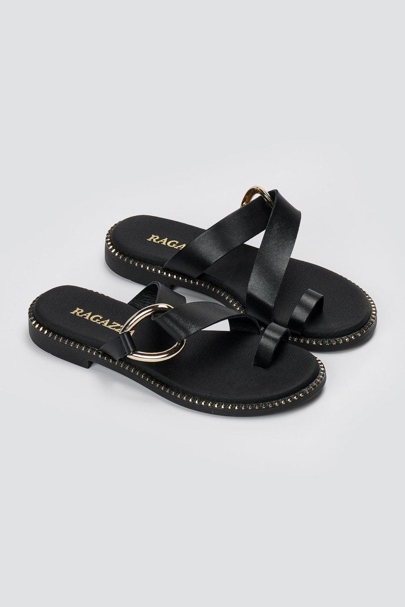 RAGAZZA - Leather Sandals - Black Matte