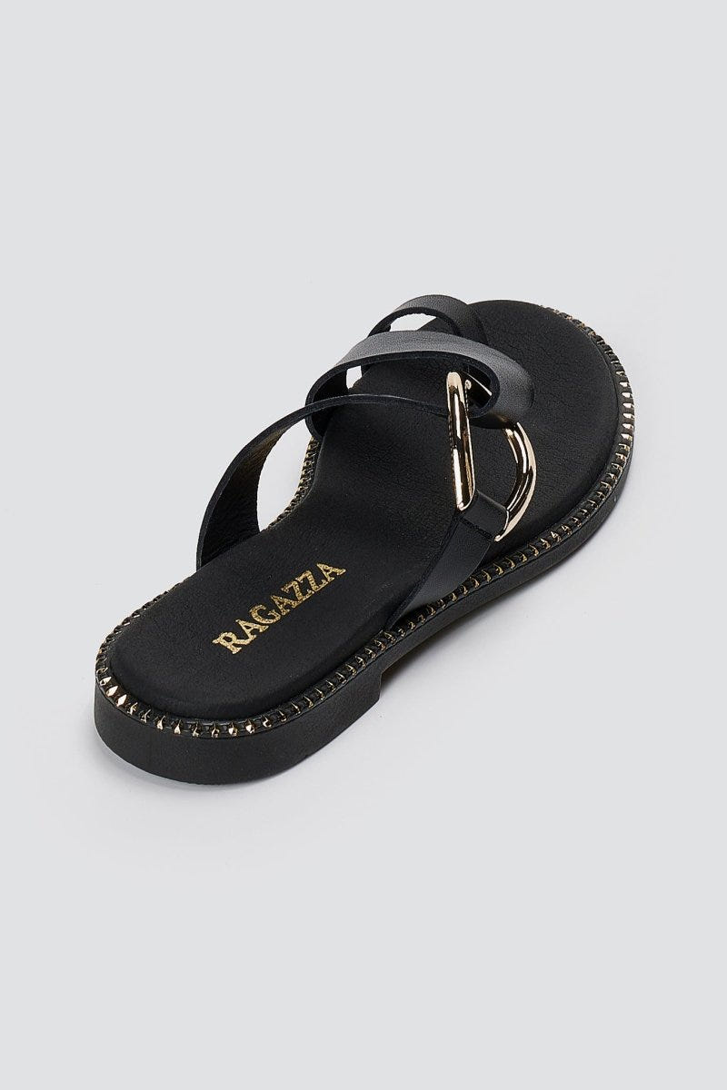 RAGAZZA - Leather Sandals - Black Matte