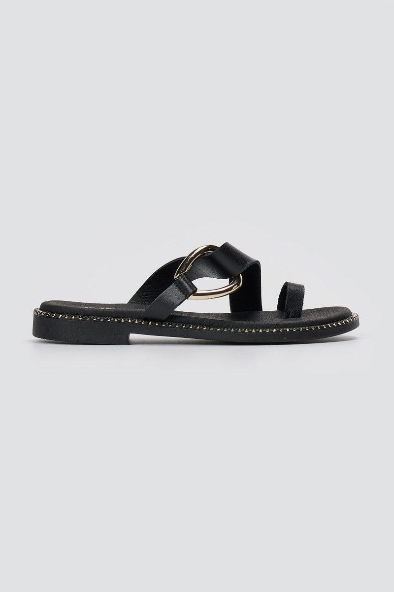 RAGAZZA - Leather Sandals - Black Matte