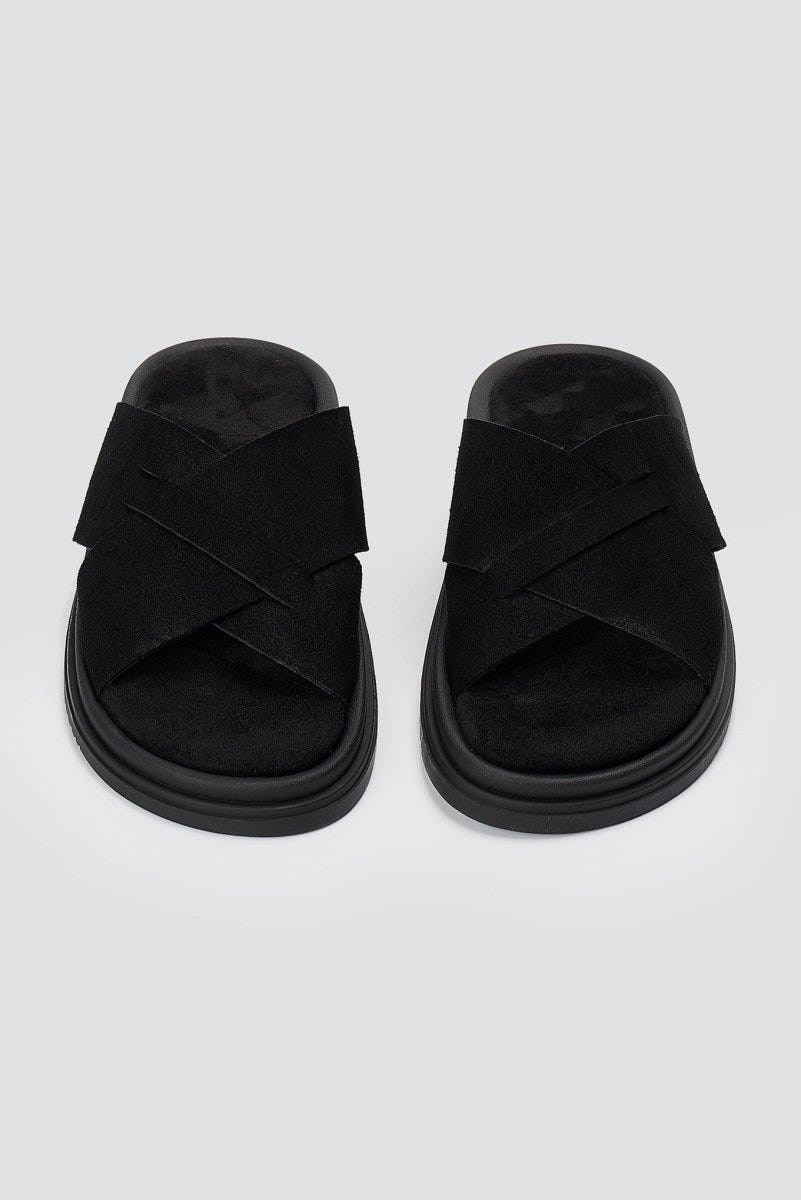Estil - Leather Sandals - Black Suede