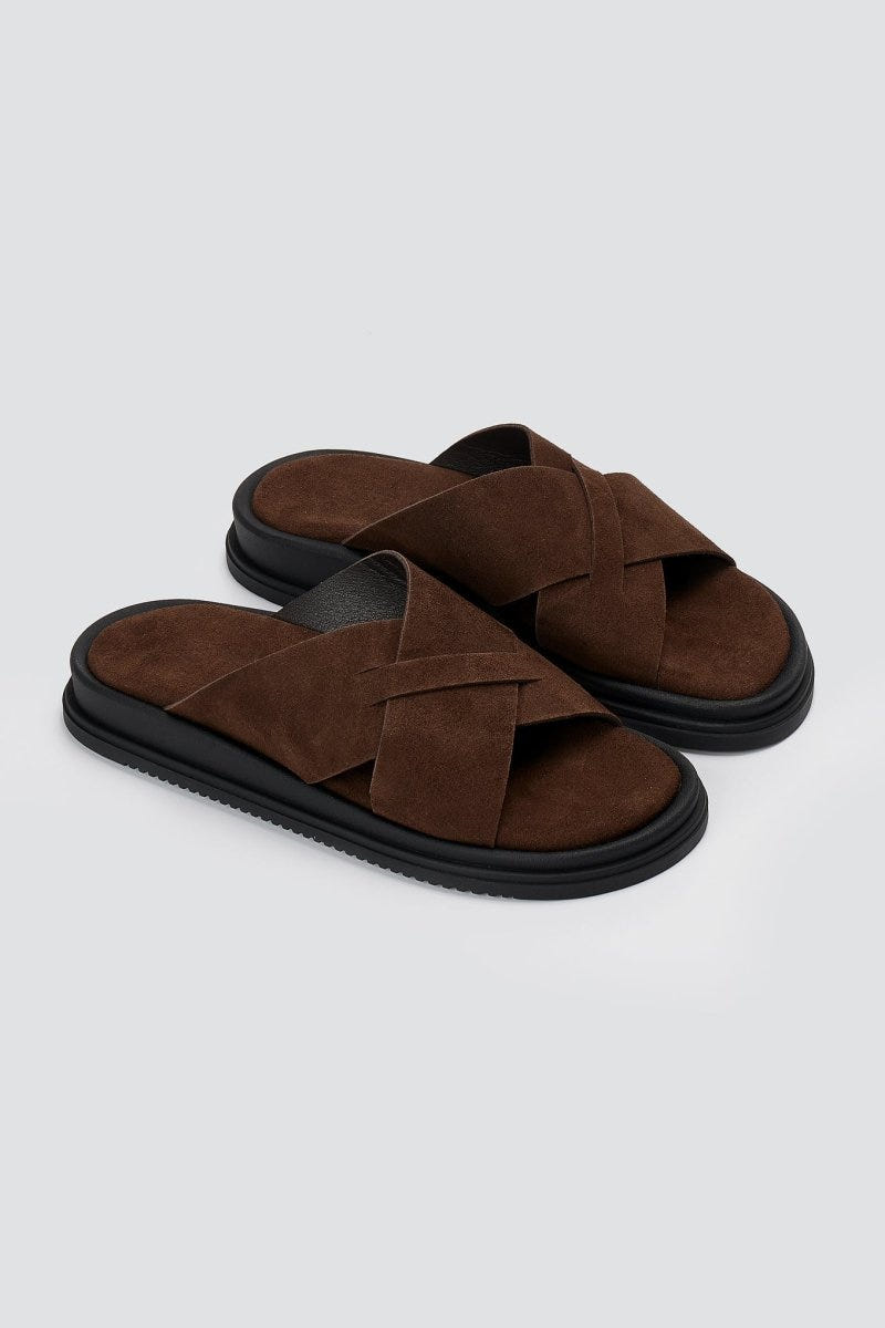 Estil - Leather Sandals - Brown Suede