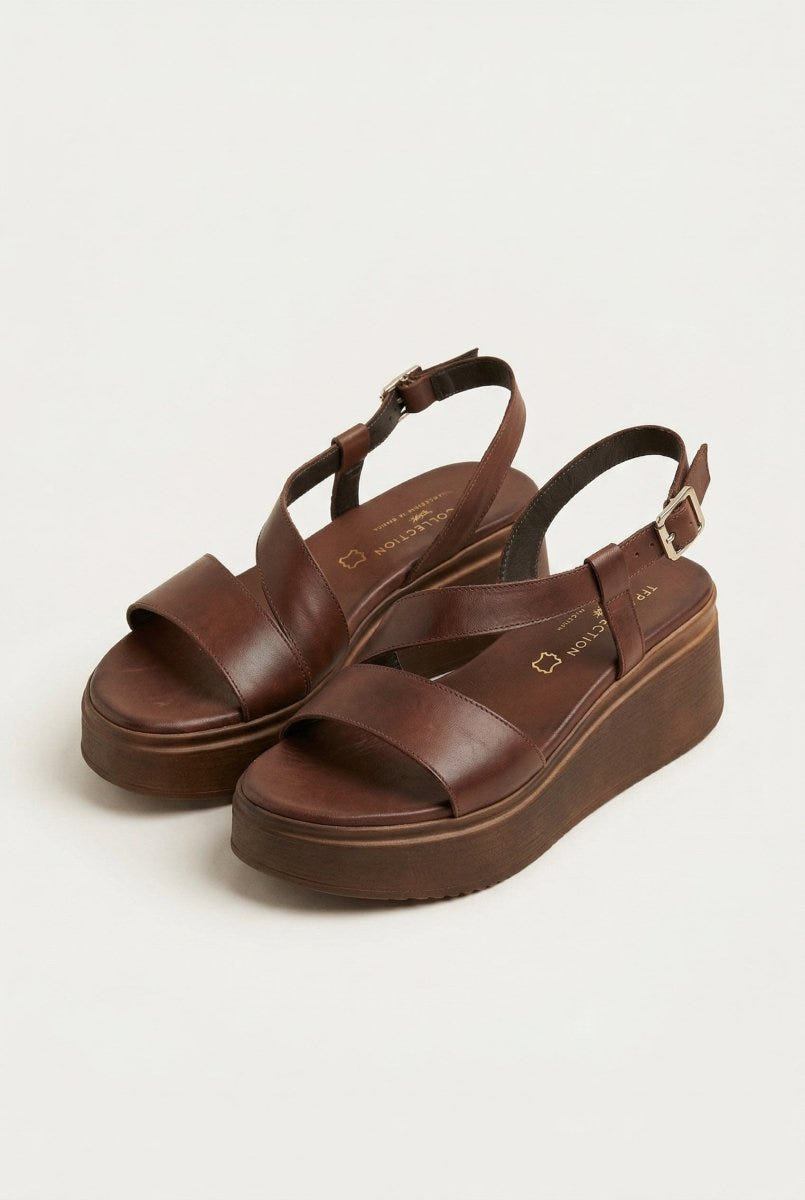 TFP - Leather Sandals Flatform - Brown Matte