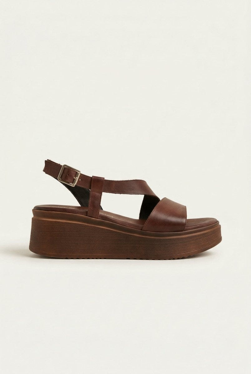 TFP - Leather Sandals Flatform - Brown Matte