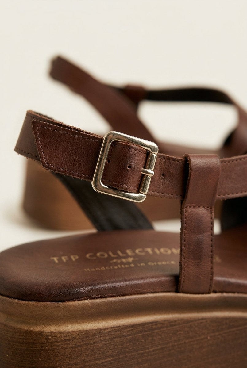 TFP - Leather Sandals Flatform - Brown Matte