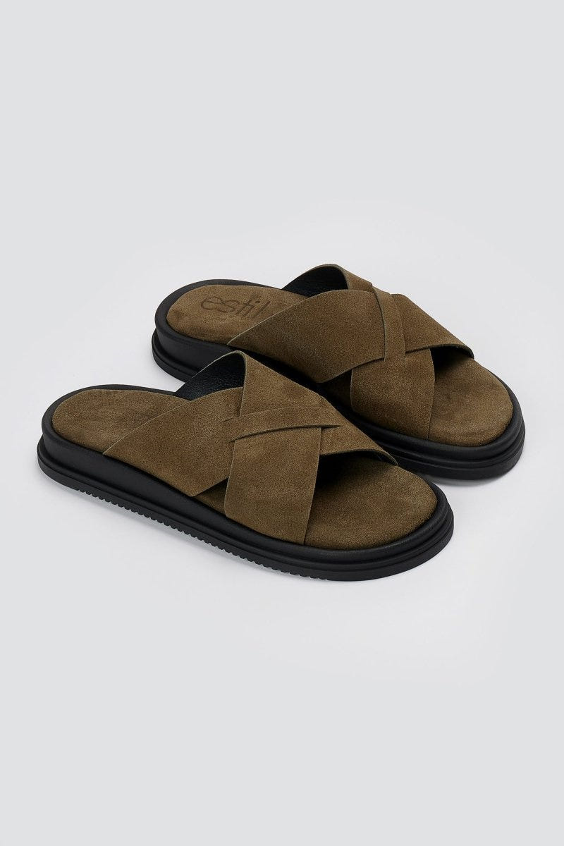 Estil - Leather Sandals - Olive Suede