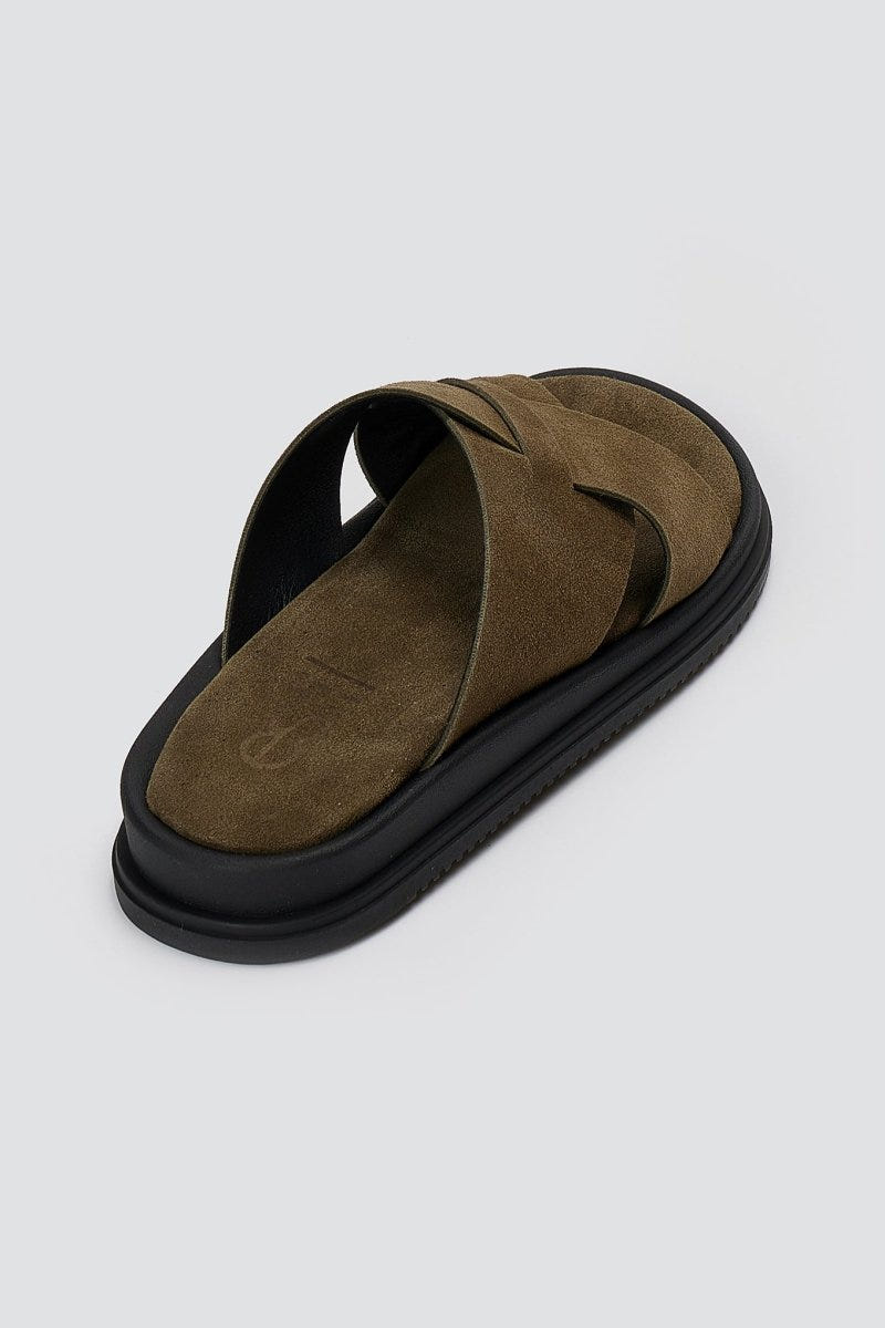 Estil - Leather Sandals - Olive Suede