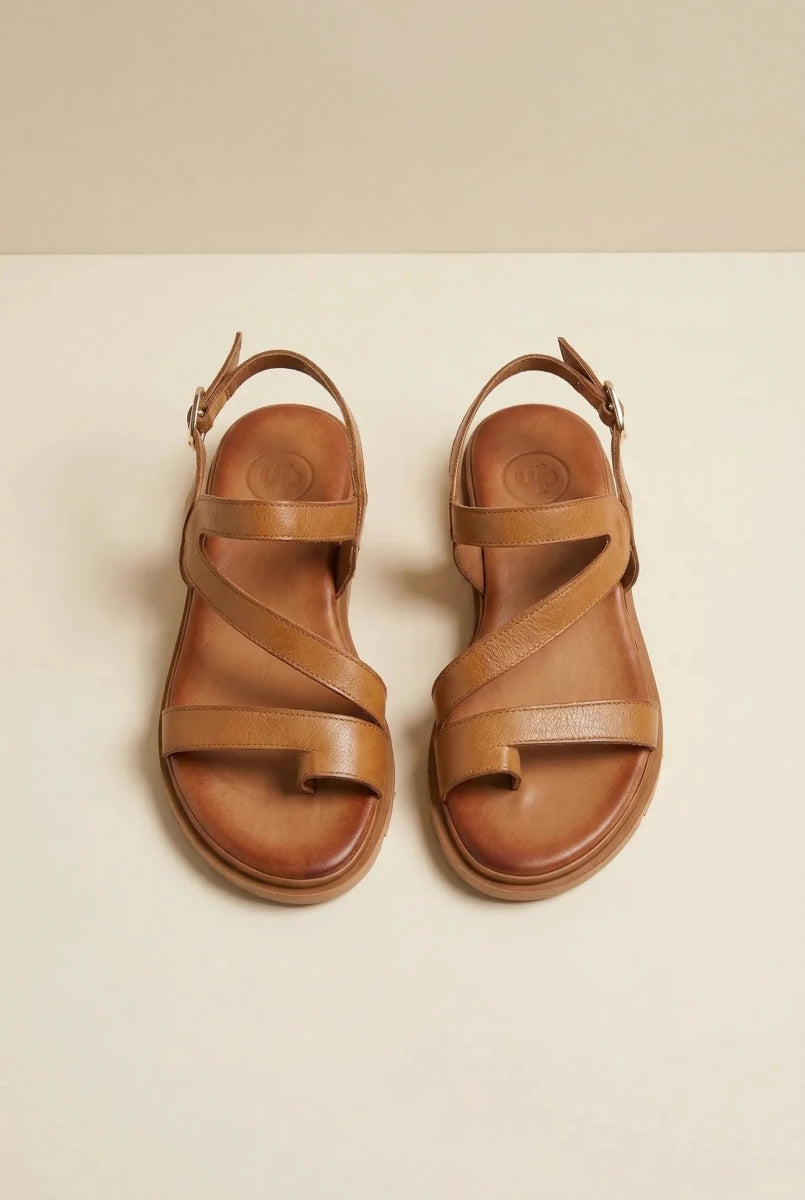 TFP - Leather Sandals Slanted Strap - Tan