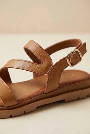TFP - Leather Sandals Slanted Strap - Tan