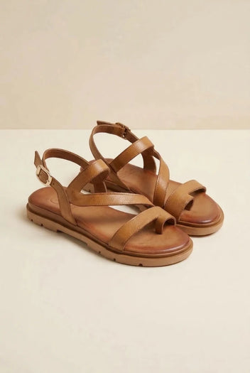 TFP - Leather Sandals Slanted Strap - Tan