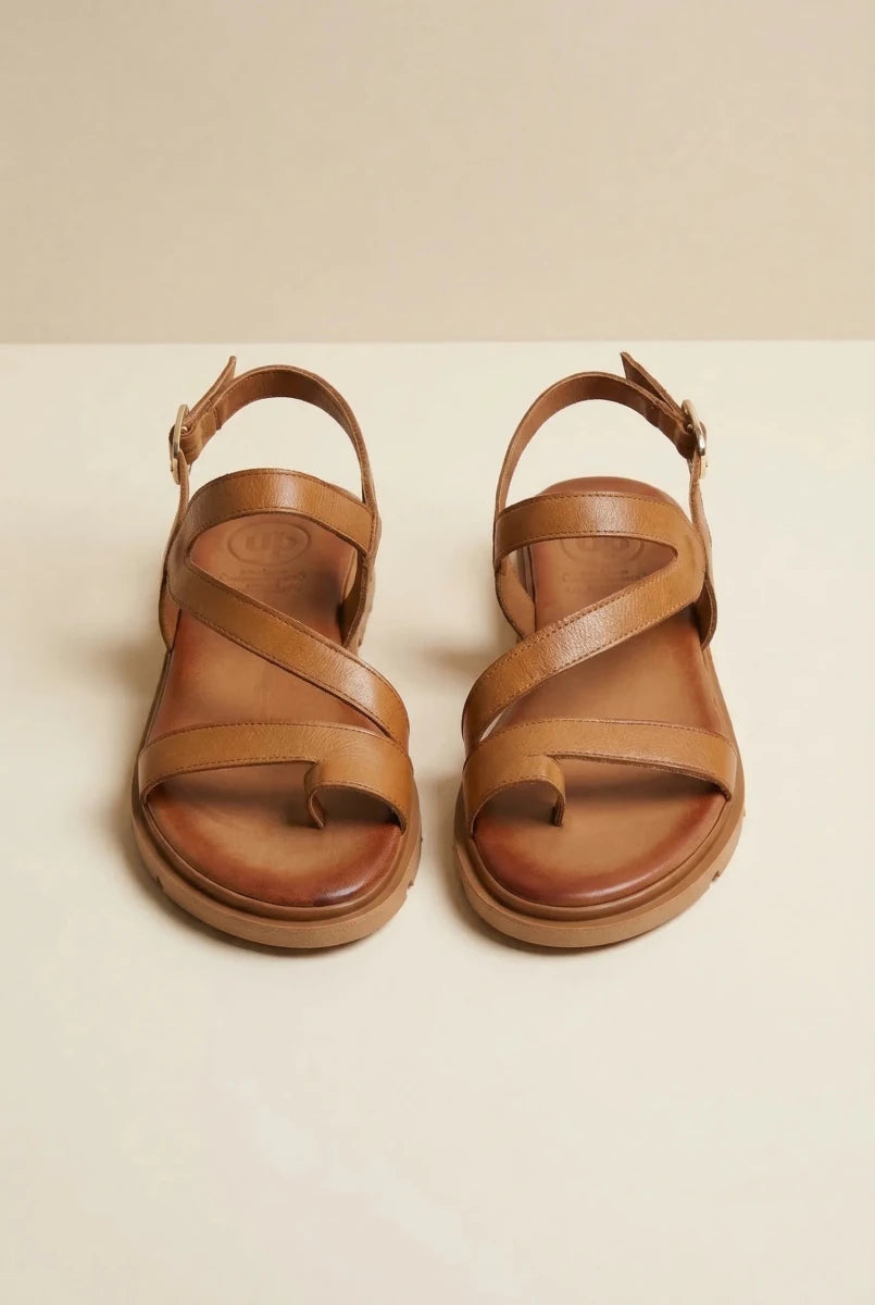 TFP - Leather Sandals Slanted Strap - Tan